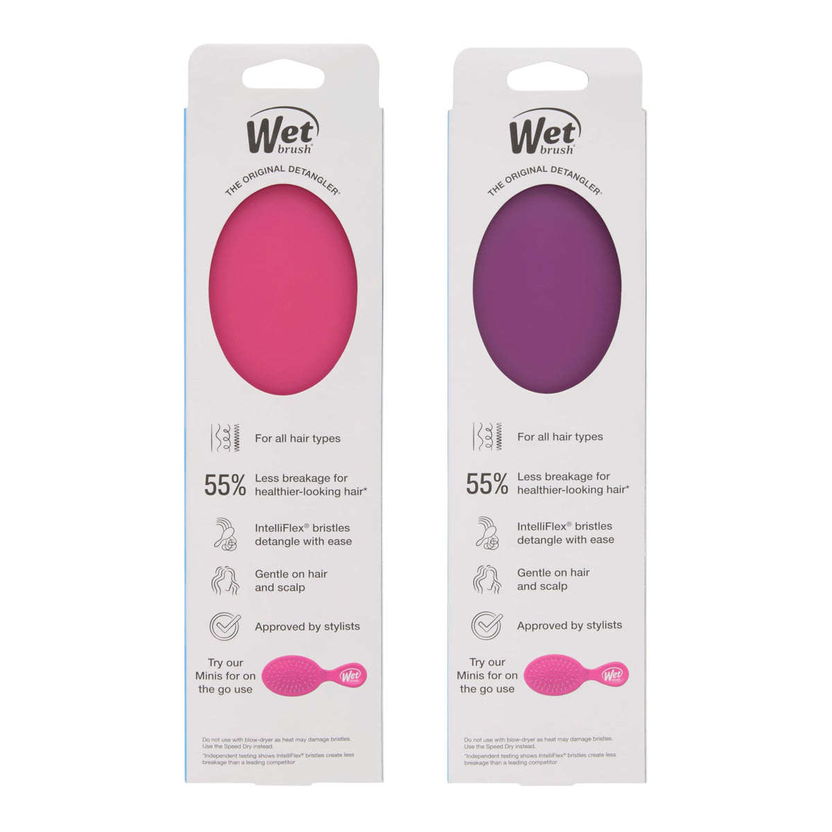 Wet Brush Original Detangler Brush, Pink and Purple, 2-Piece Bundle