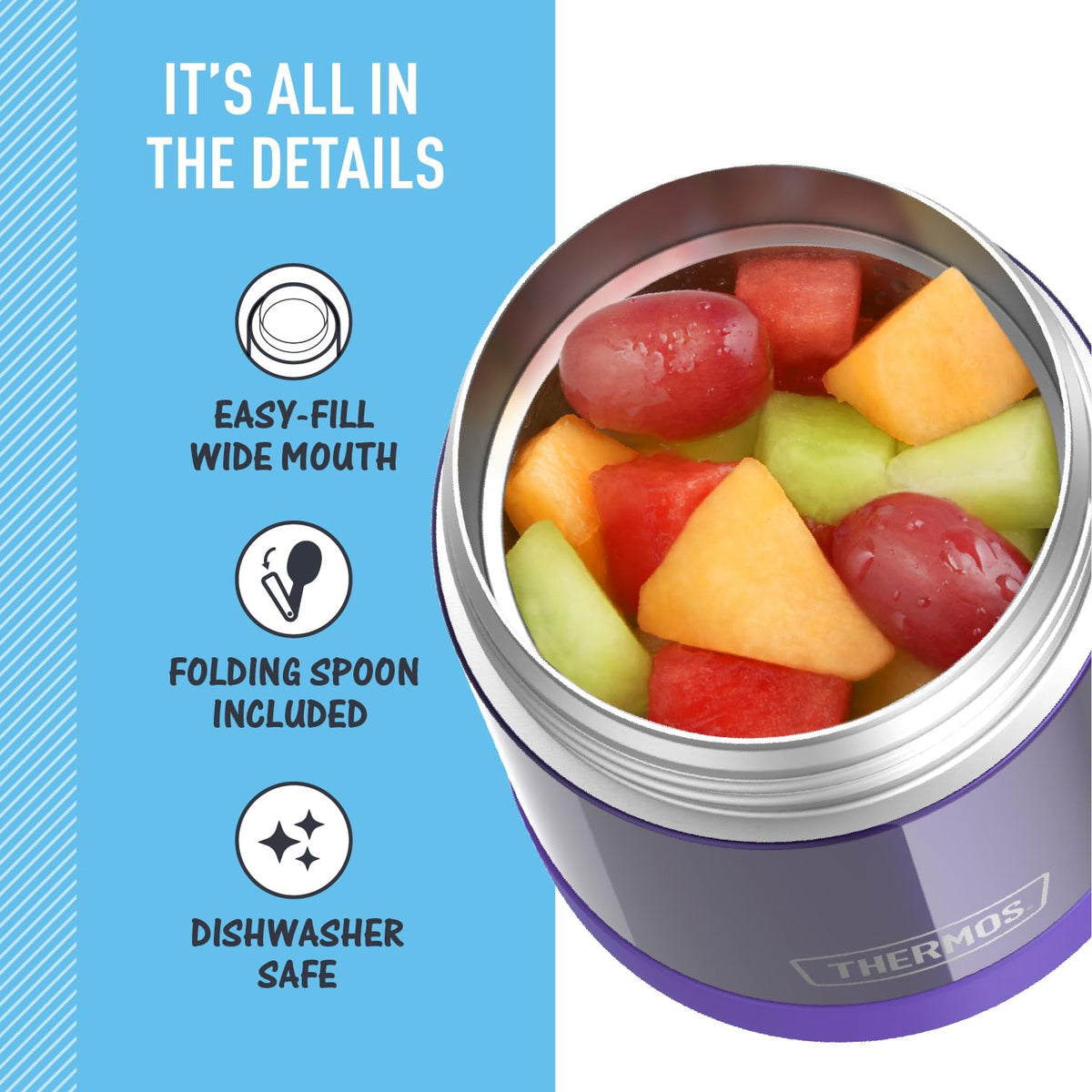Thermos Funtainer Kids Food Jar with Spoon, 10oz, Purple