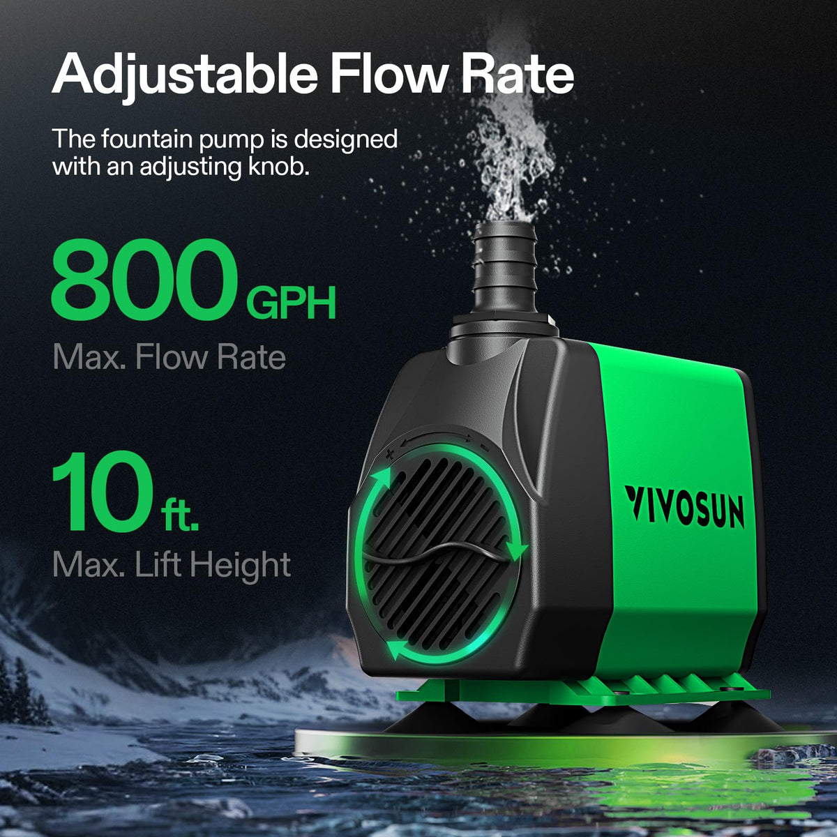 VIVOSUN 800 GPH Submersible Water Pump, 24W