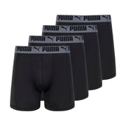 Puma Men's 4 Pack Active Stretch Boxer Briefs, Black, Large