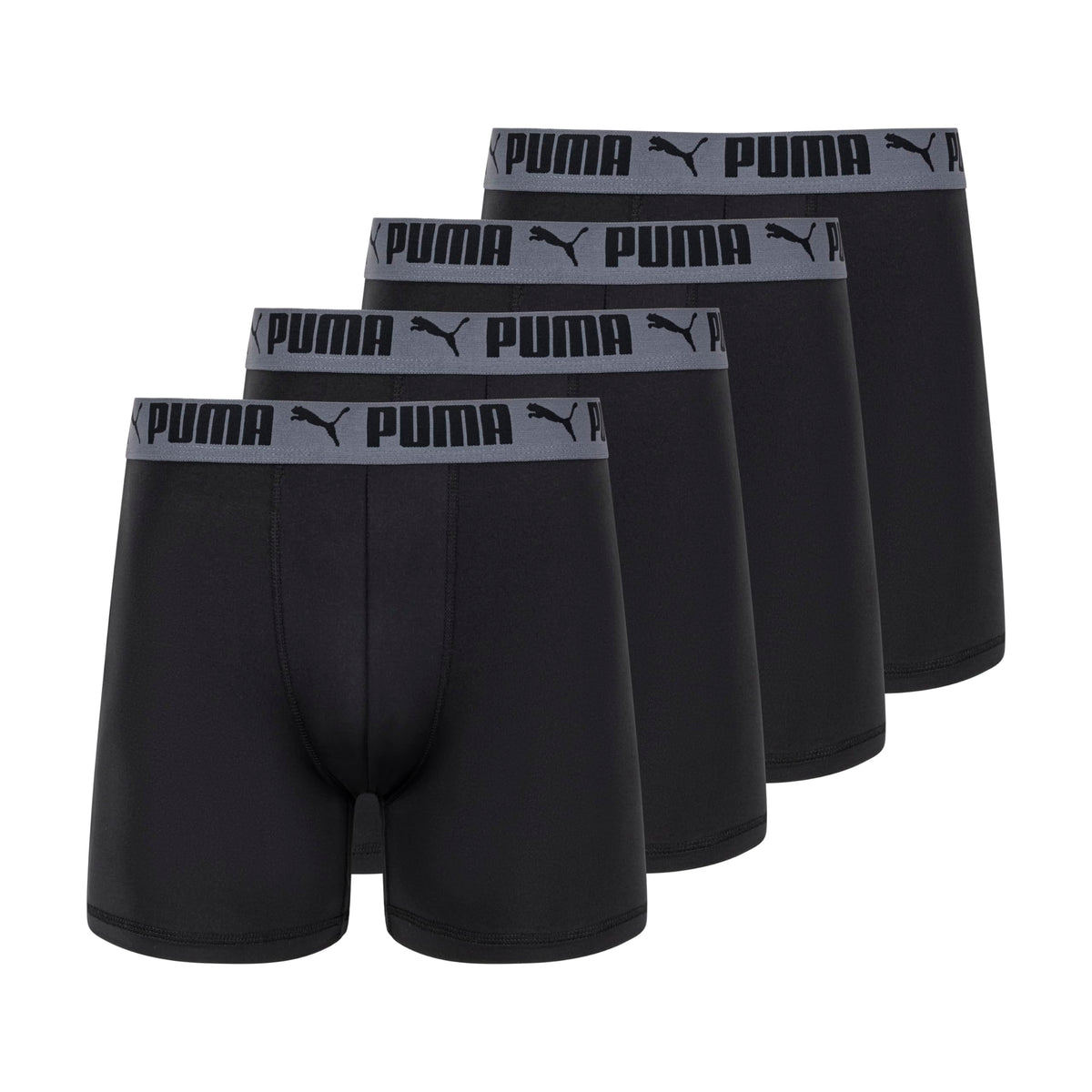 Puma Men's 4 Pack Active Stretch Boxer Briefs, Black, Large