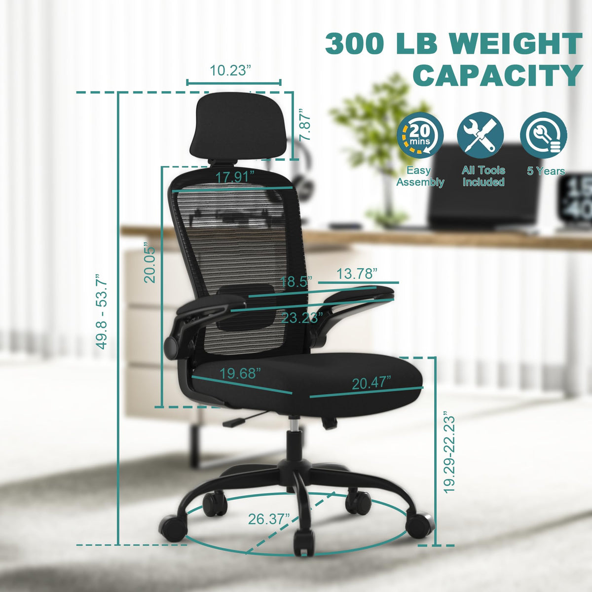 Mimoglad High Back Ergonomic Office Chair, Black