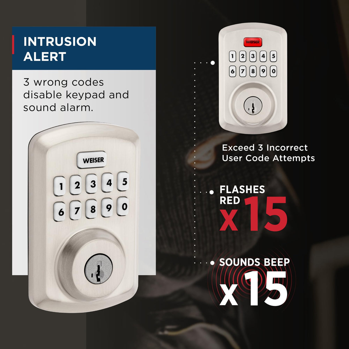 Weiser Powerbolt 3 Keyless Entry Keypad Deadbolt, Satin Nickel