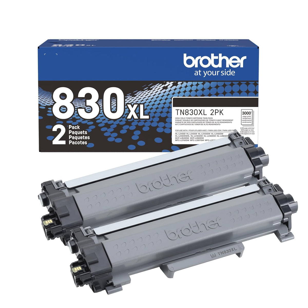 Brother TN830XL2PK High-Yield Black Toner Cartridges (2 Pack)