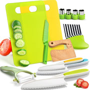 Montessori Kids' Kitchen Tools Set with Safe Knives, 13 Pieces