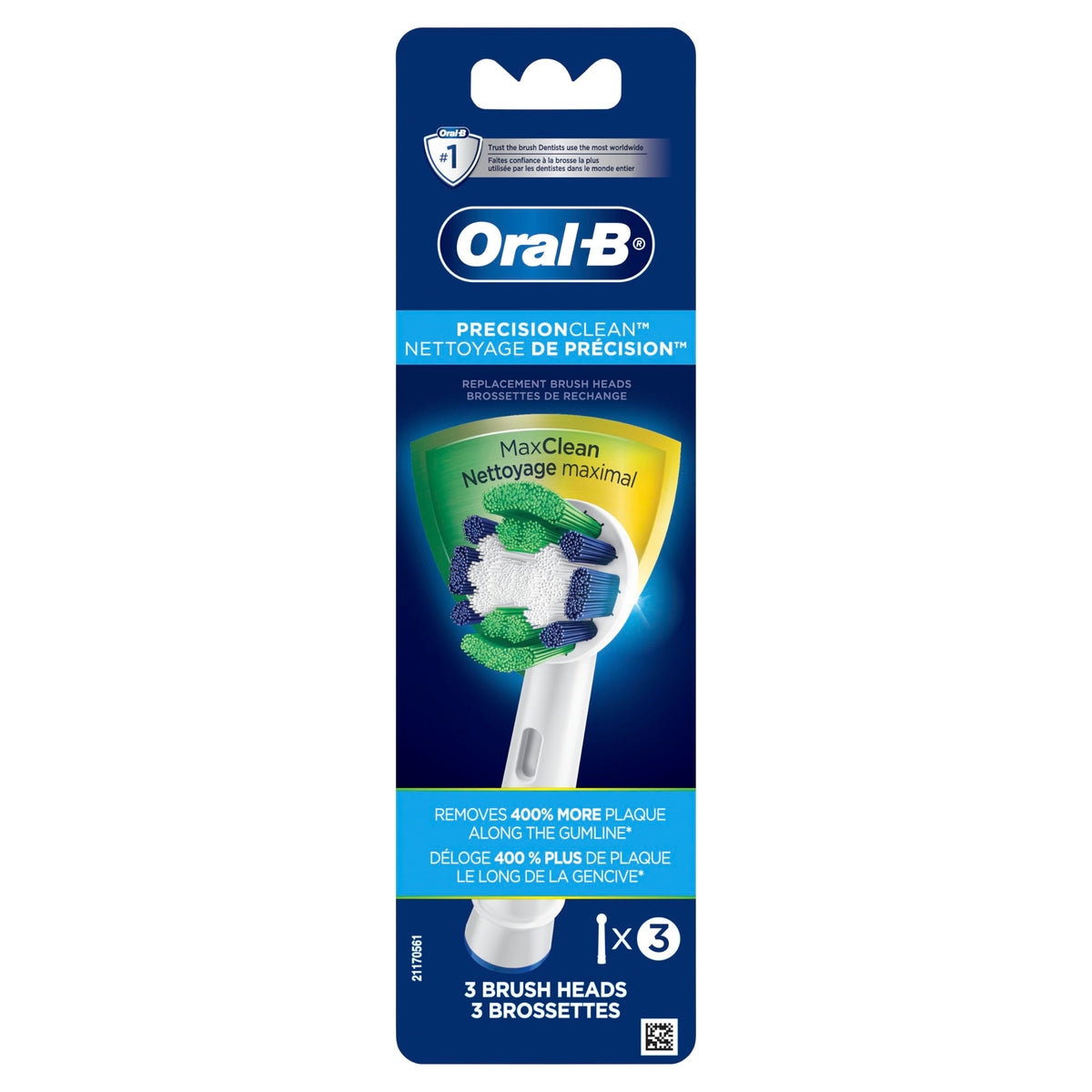Oral-B Precision Clean Replacement Brush Heads, White, 3 Count