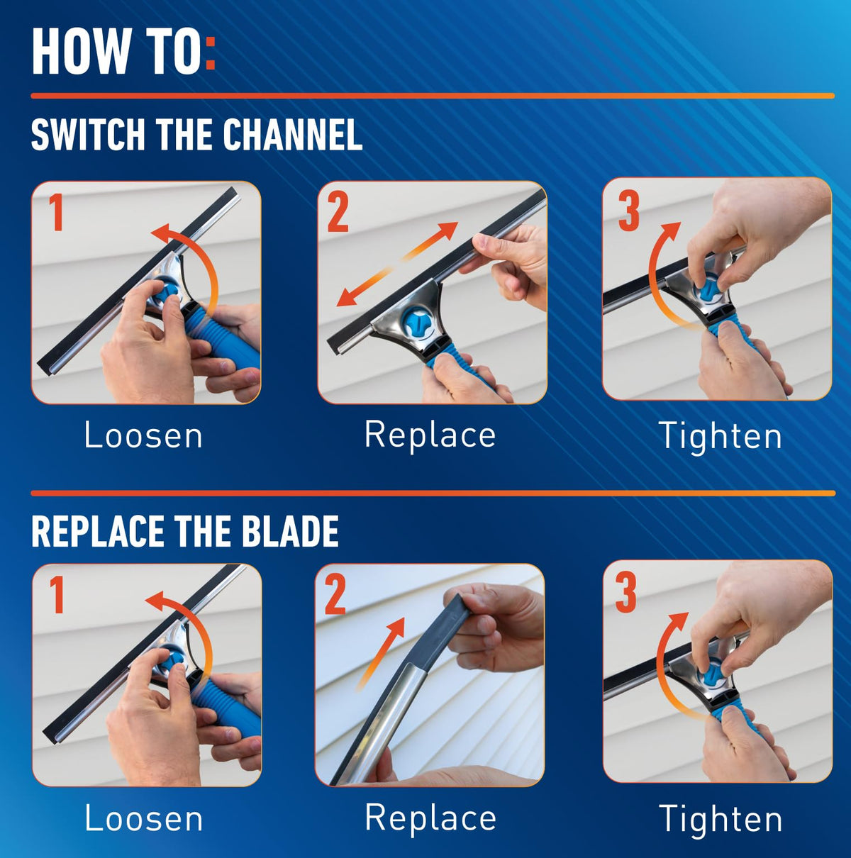 Unger Professional EZ Change Window Squeegee, 18" with 12" Channel