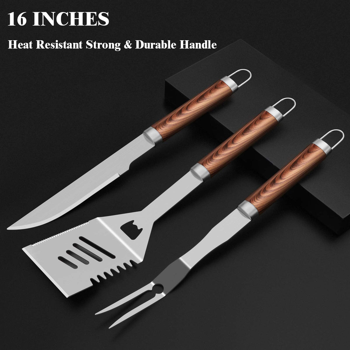 ROMANTICIST BBQ Grill Accessories Set with Aluminum Case (25 Pieces)