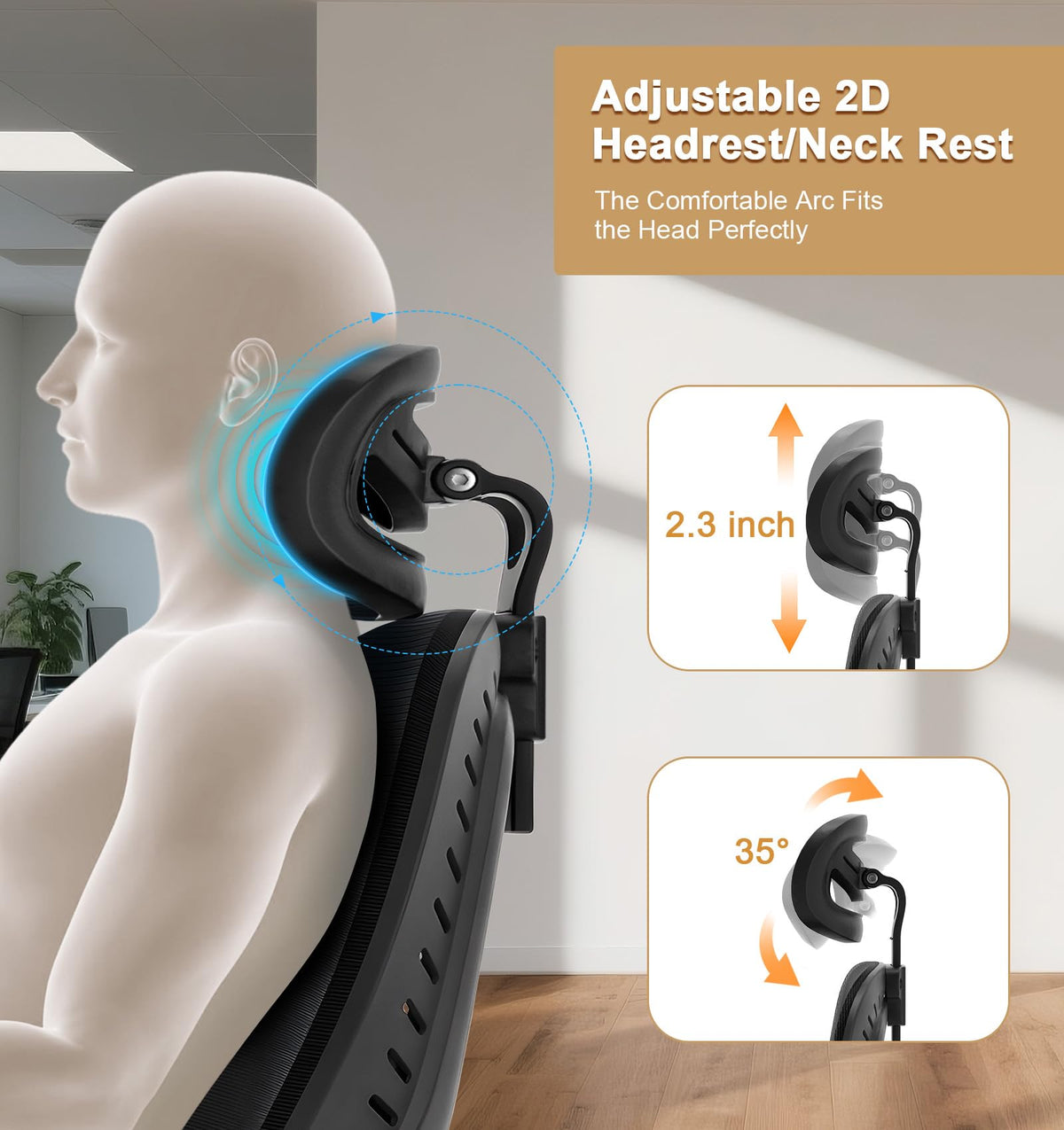SPRDENG Ergonomic Office Chair with Lumbar Support and Headrest