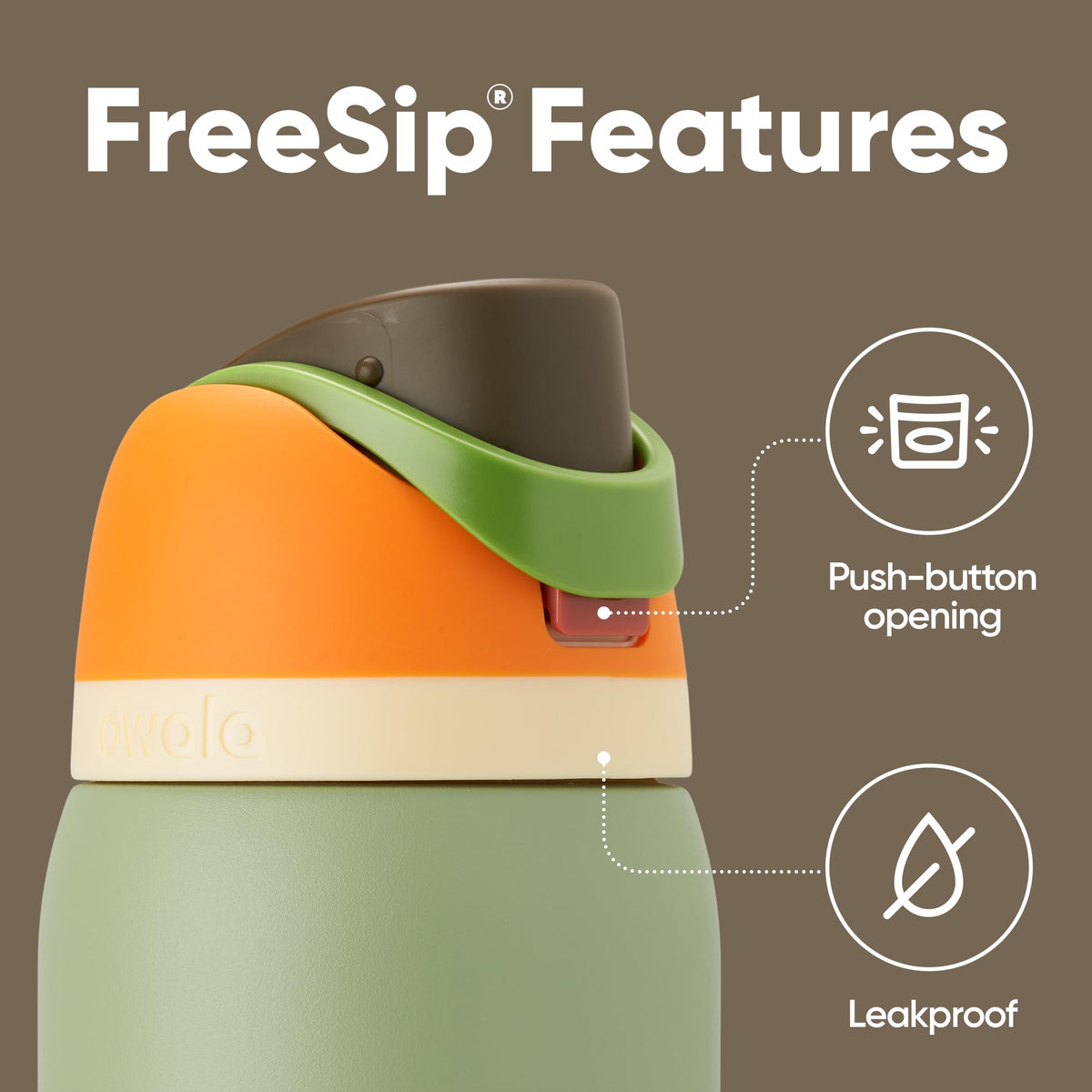 Owala FreeSip Stainless Steel Water Bottle, 32 Oz, Camo Cool