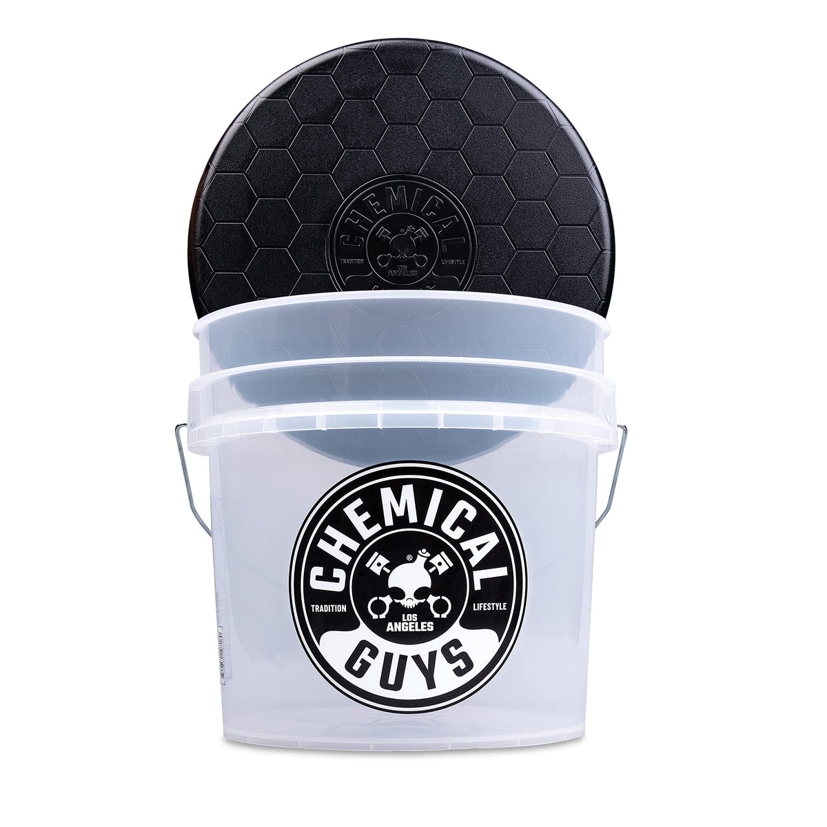 Chemical Guys Heavy Duty Ultra Clear Detailing Bucket, 4.5 Gal, Lid