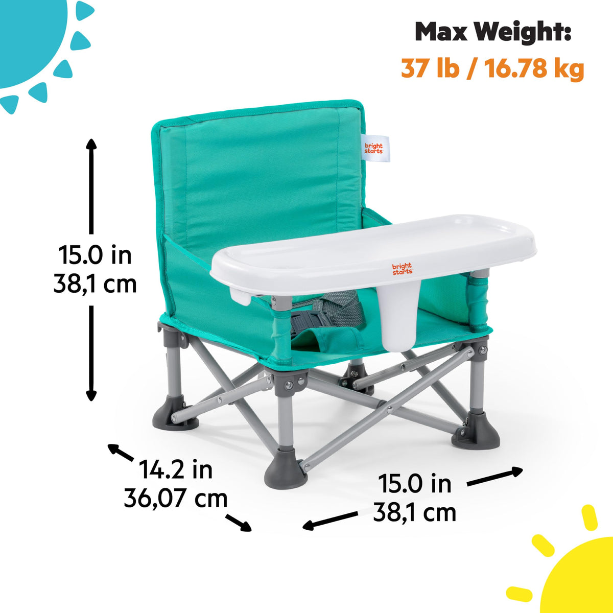 Bright Starts Pop 'N Sit Portable Booster, Teal, 6 Mos - 3 Yrs