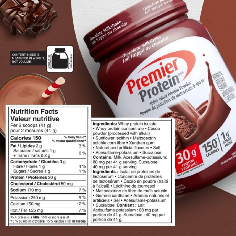 Premier Protein 100% Whey Protein Powder, Chocolate Milkshake, 697 g