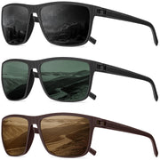 Qally Polarized Sunglasses for Men, Black/Dark Green/Tawny