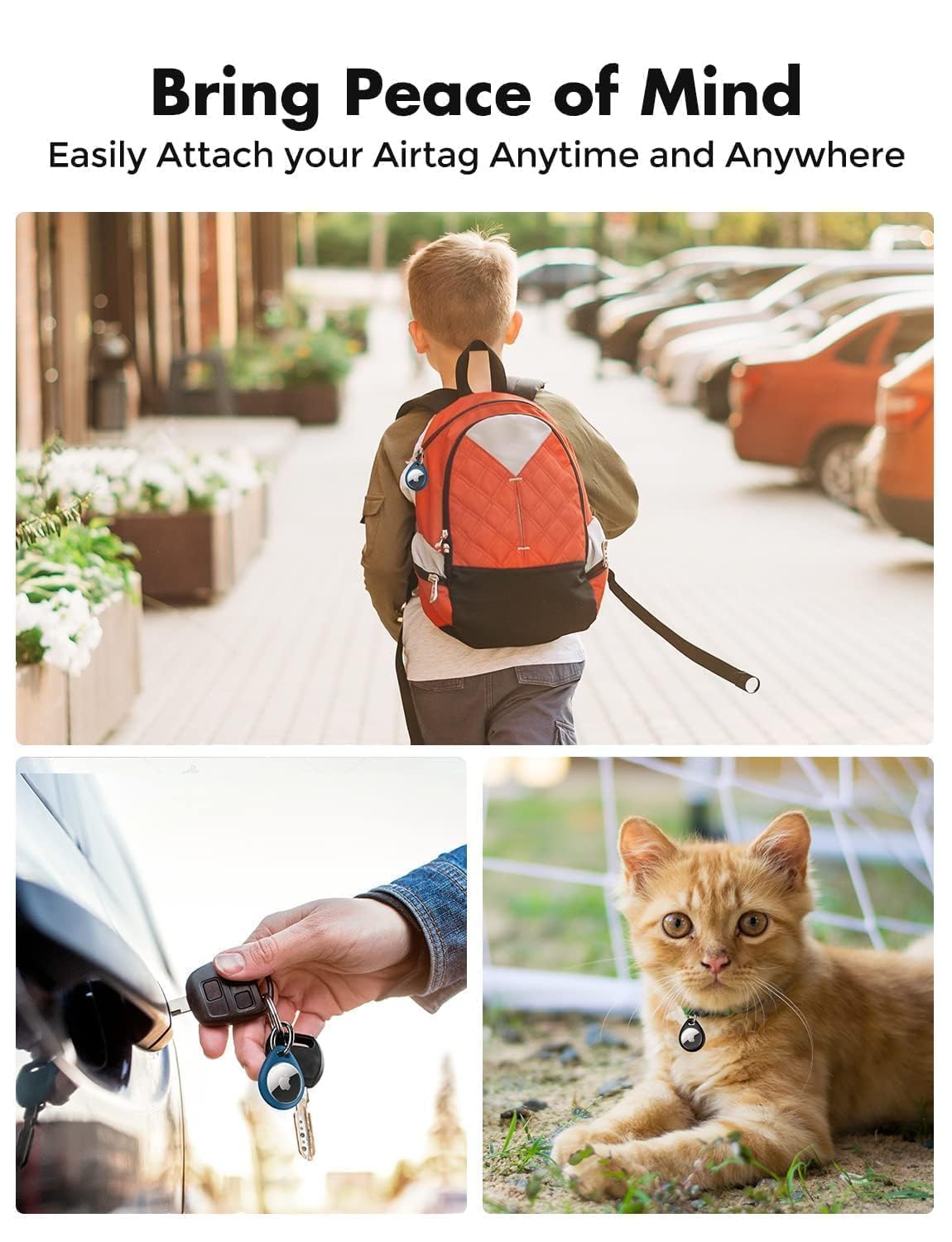 UNBREAKcable AirTag Holder Keychain Case, 4 Pack