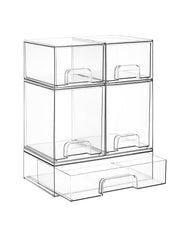 Vtopmart Stackable Clear Storage Drawers, 12" Wide (Set of 5)