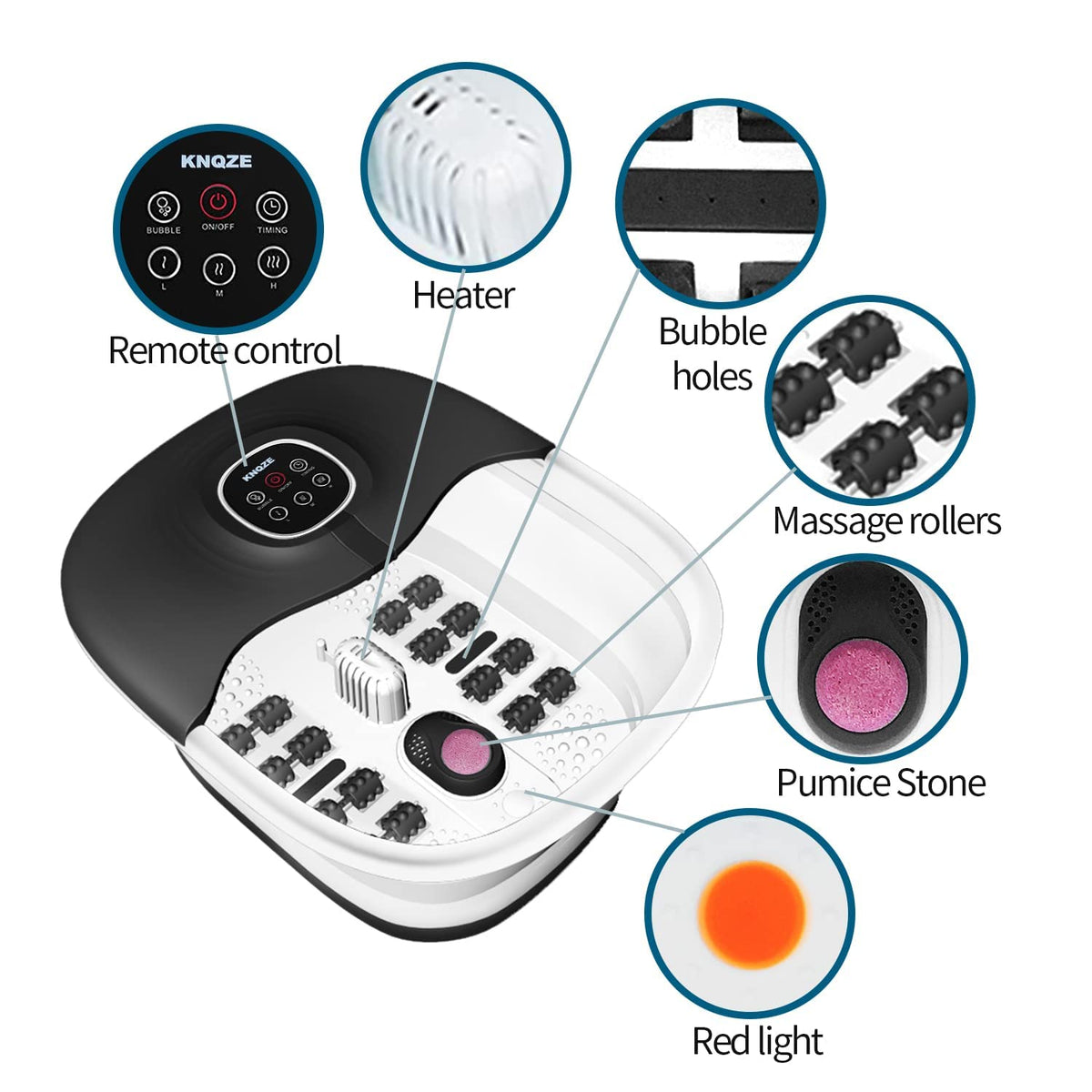 Collapsible Foot Spa Bath with Heat, Bubbles and Remote Control