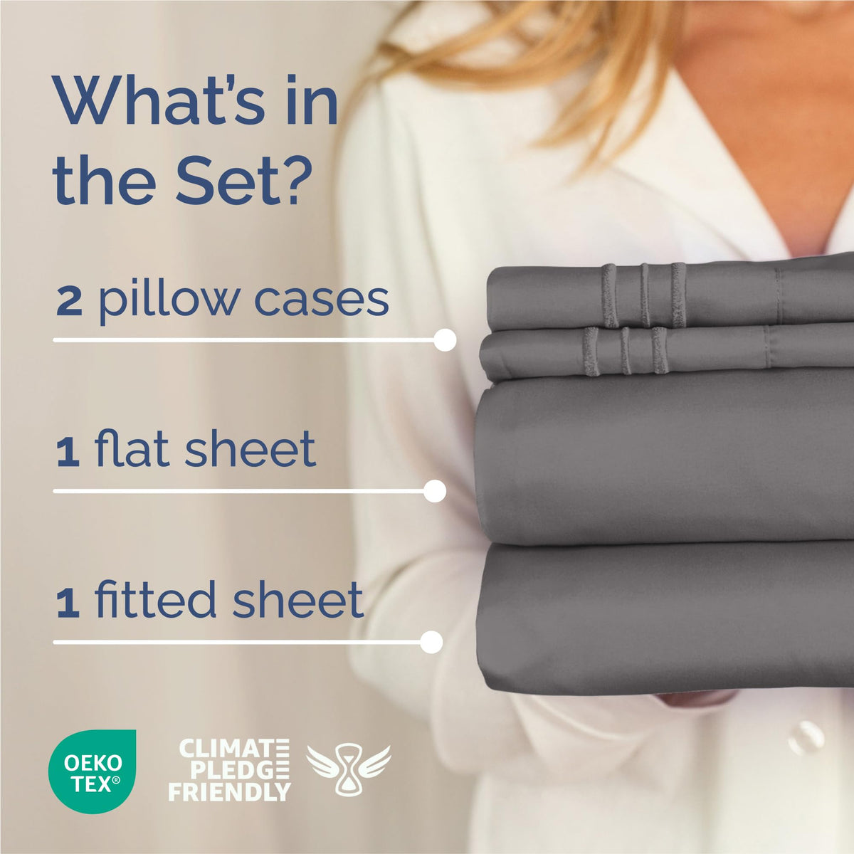 CGK Unlimited Brushed Microfibre Sheet Set, King, Dark Grey