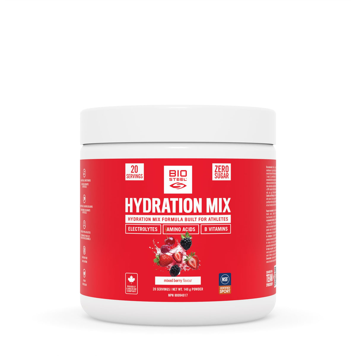 BioSteel Electrolyte Hydration Mix, Mixed Berry, 20 Servings