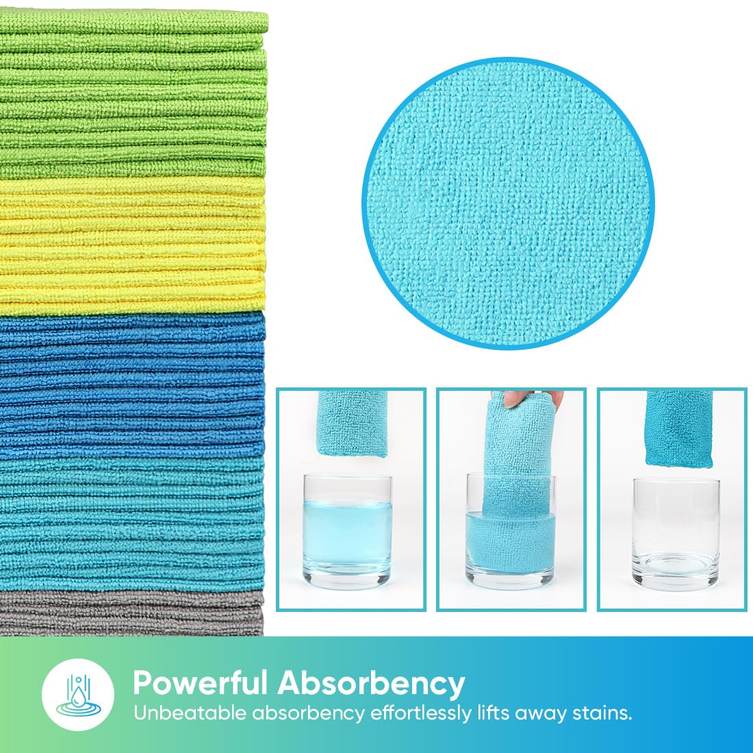 HOMEXCEL Microfibre Cleaning Cloths, 11.5 x 11.5 in, 100-Pack