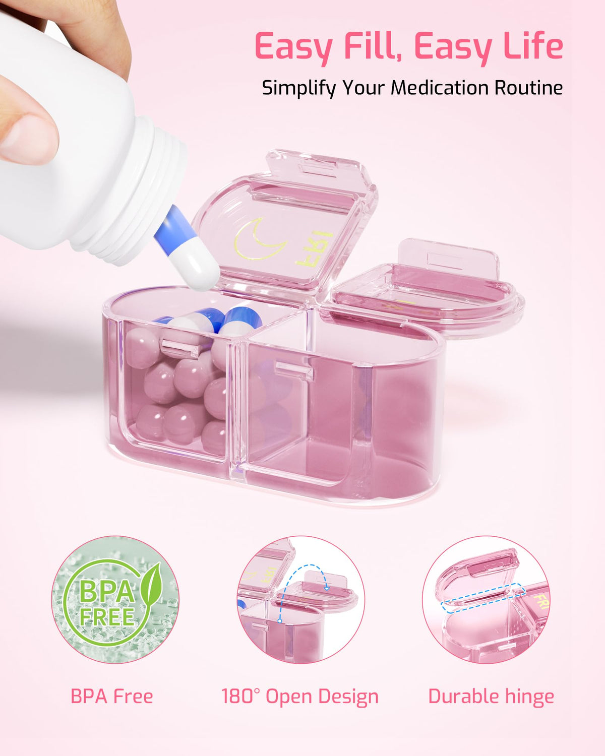 Daviky Weekly Pill Organizer, 7-Day AM/PM