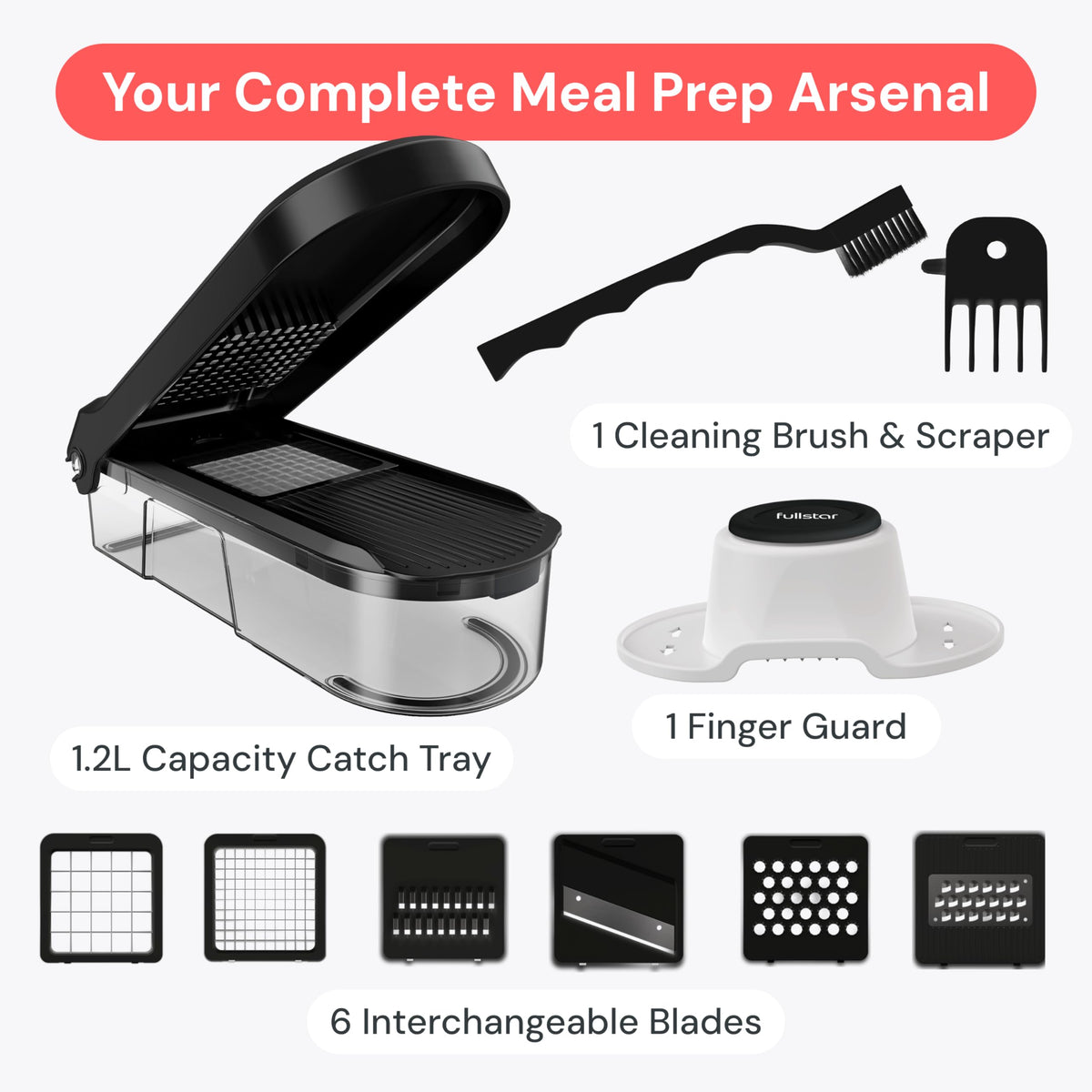 Fullstar Pro Core Vegetable Chopper and Mandoline Slicer, Black