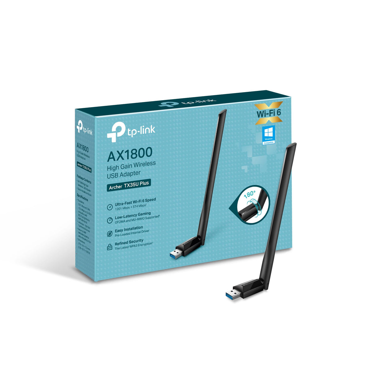 TP-Link AX1800 WiFi 6 USB Adapter, Archer TX35U Plus