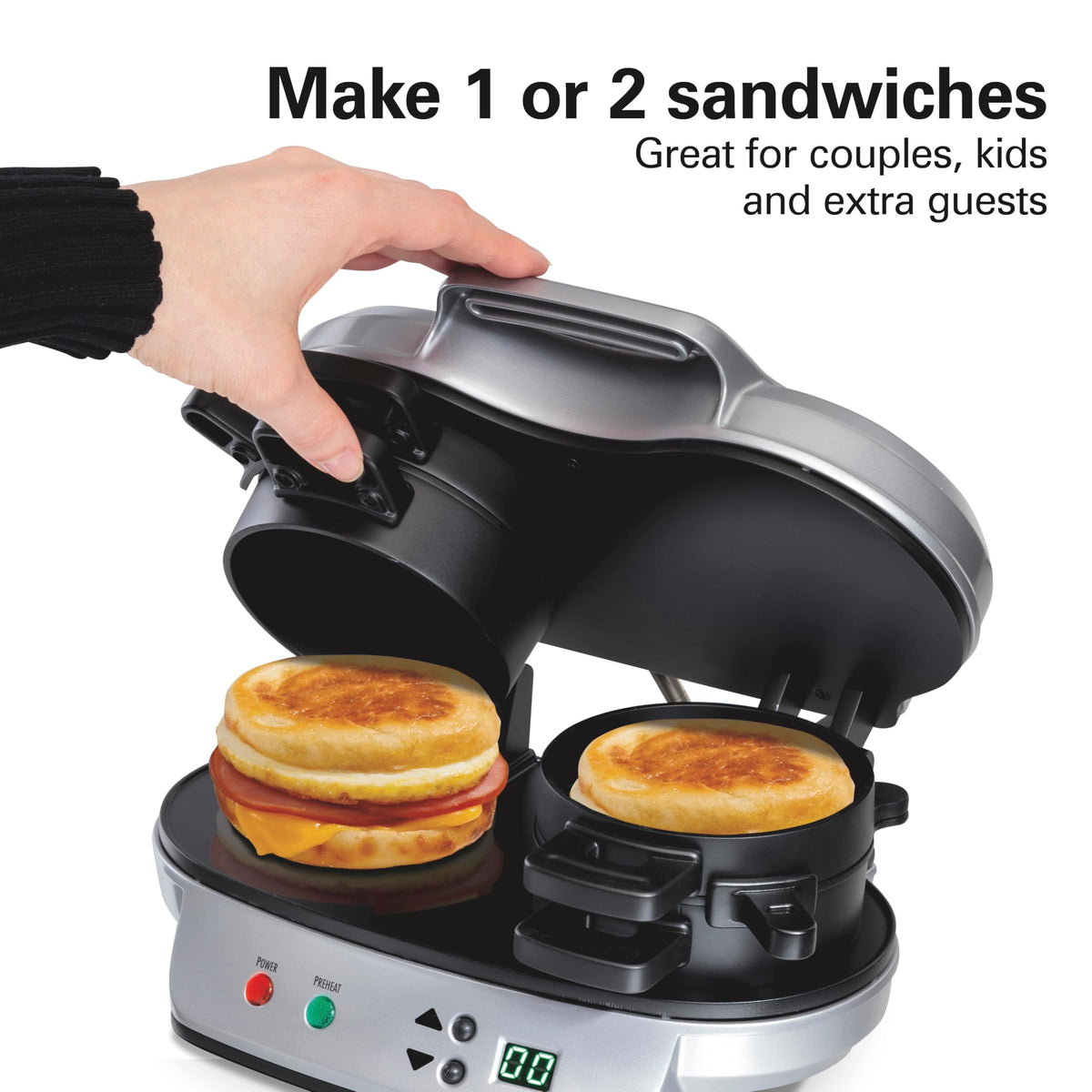 Hamilton Beach Dual Breakfast Sandwich Maker, Silver (25490MNC)