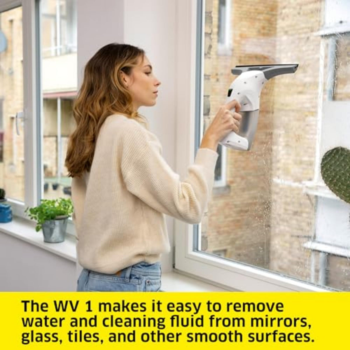 Kärcher WV1 Plus 2-in-1 Electric Window Vacuum Squeegee, White
