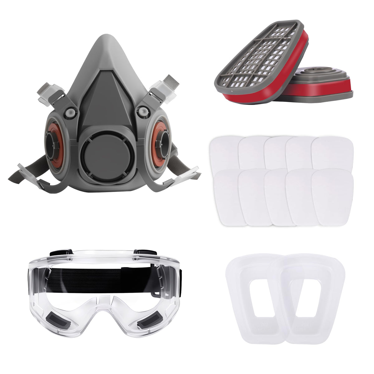 Reusable Half Face Respirator Mask with Organic Vapor Filters