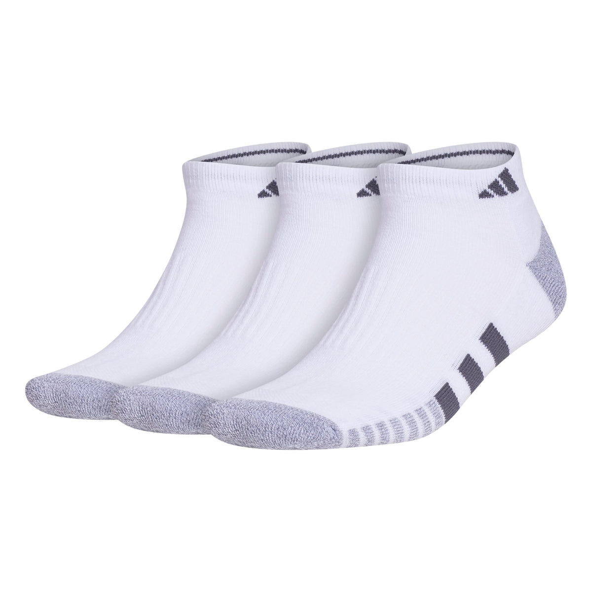 adidas Men's Cushioned Low-Cut Socks, 3 Pack, White/Grey/Black, Large