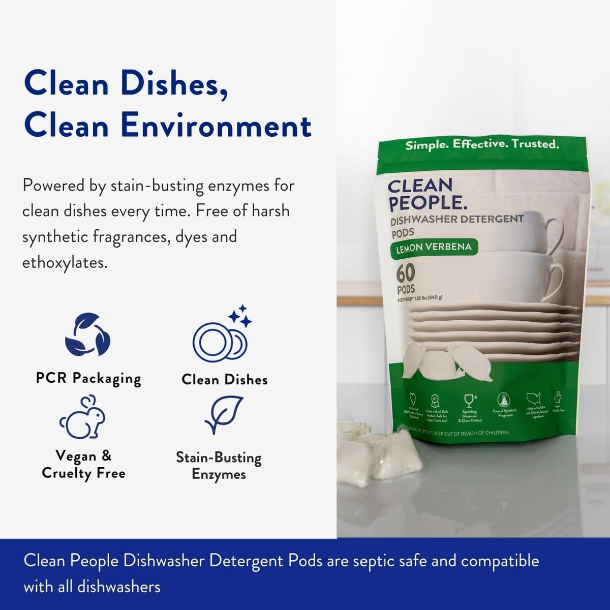Clean People Dishwasher Pods, Fragrance Free, 120 Pack