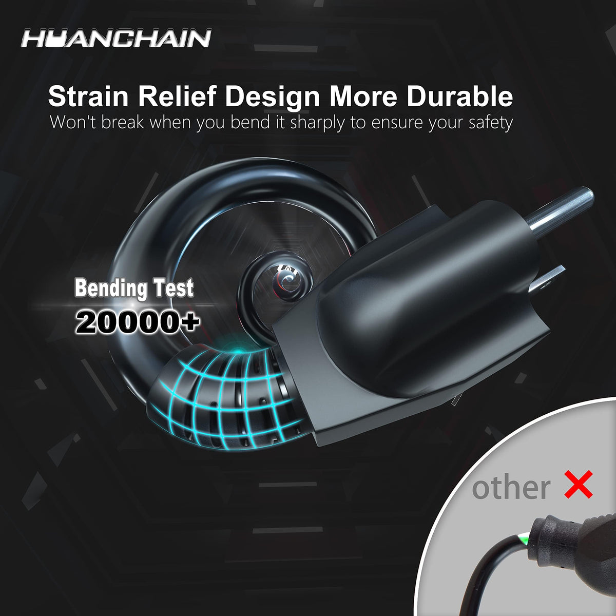 HUANCHAIN Indoor/Outdoor Extension Cord, 10 ft, 16/3, Black