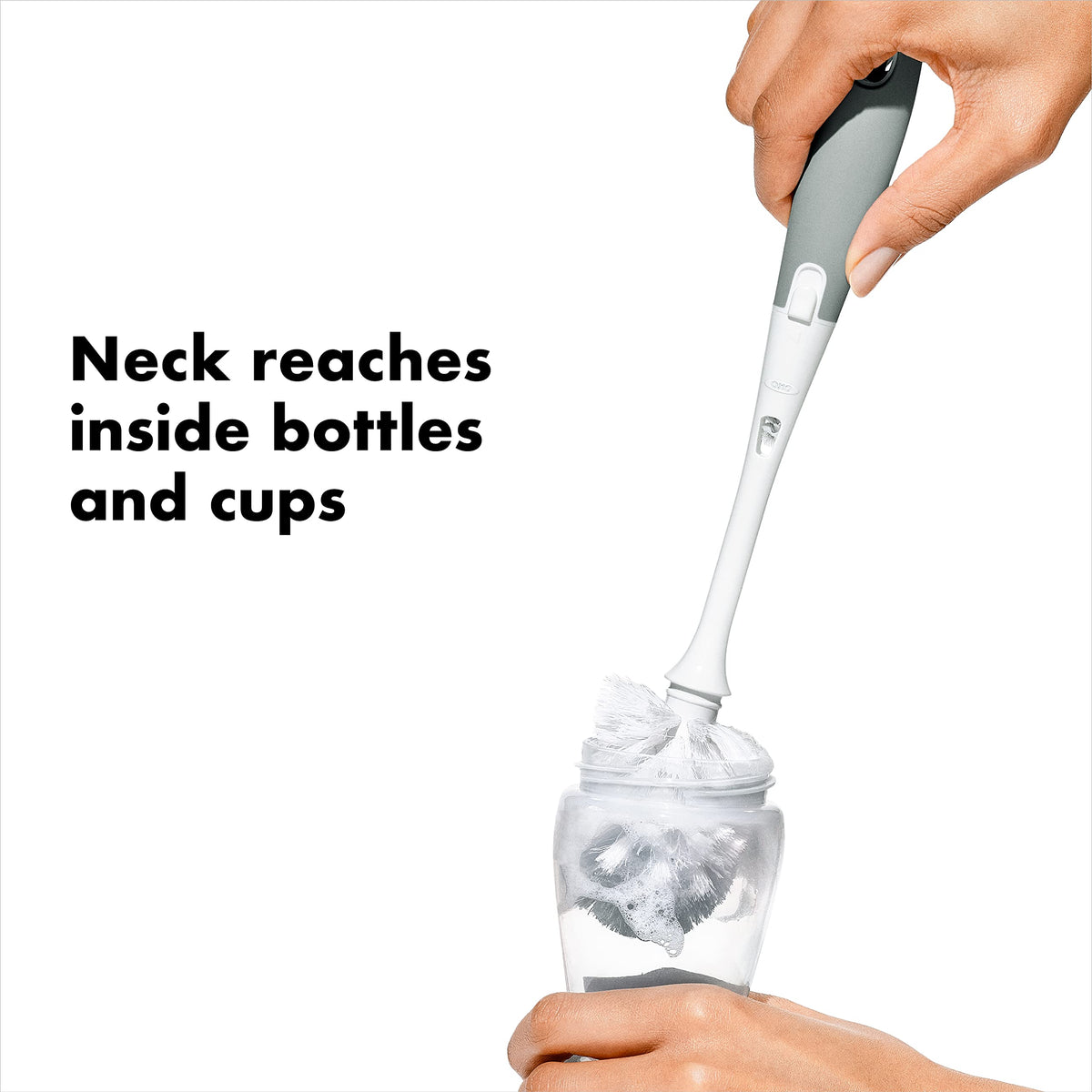 OXO Tot Bottle Brush with Nipple Cleaner & Stand, Grey, 2-Pack