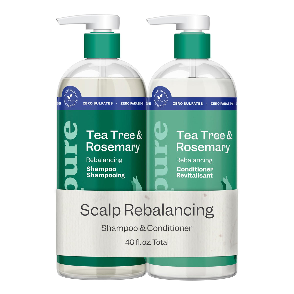 Renpure Tea Tree and Rosemary Shampoo and Conditioner, 24 Fl Oz x2