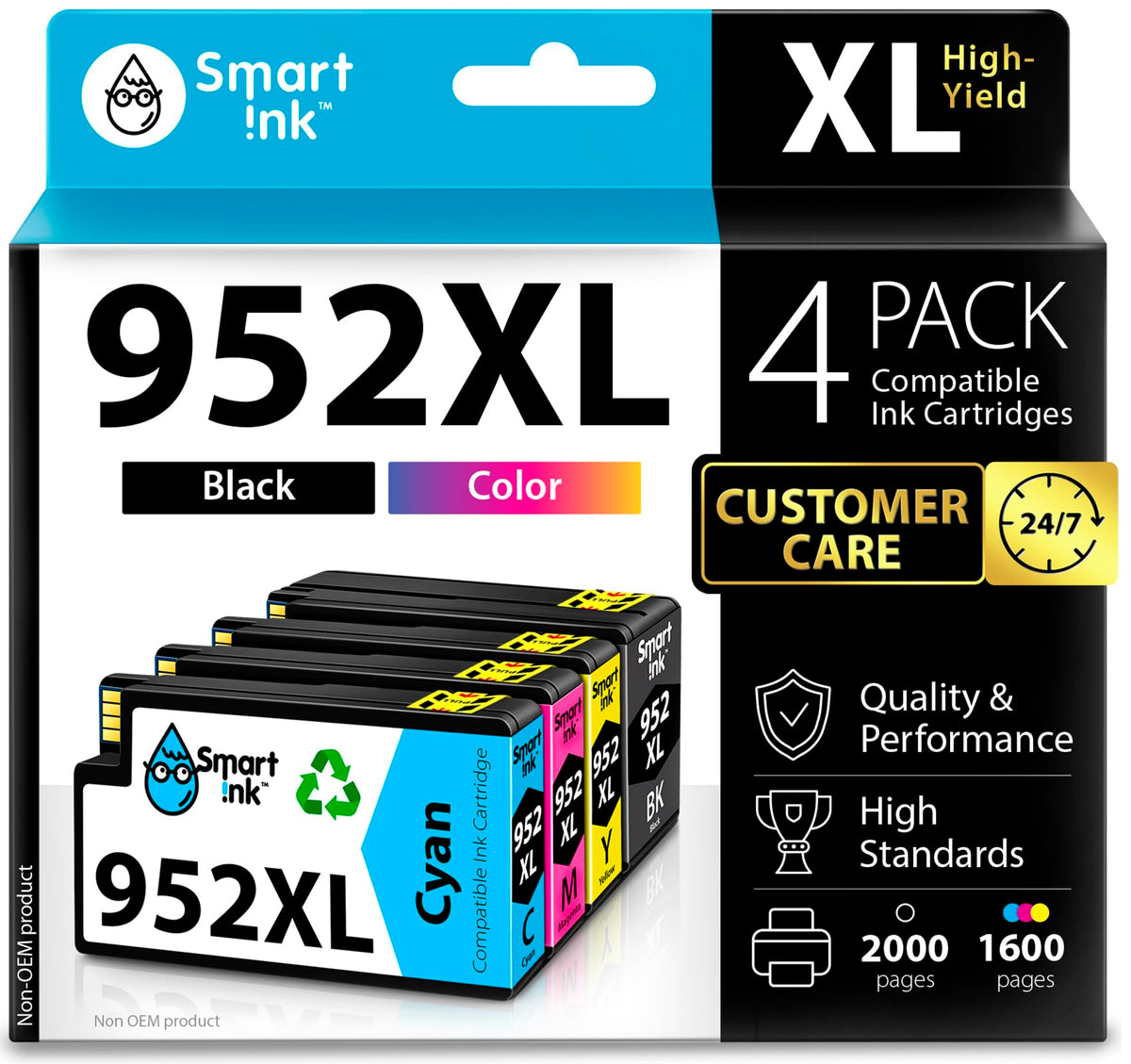 Smart Ink Compatible HP 952/952XL Ink Cartridges (4 Combo Pack)