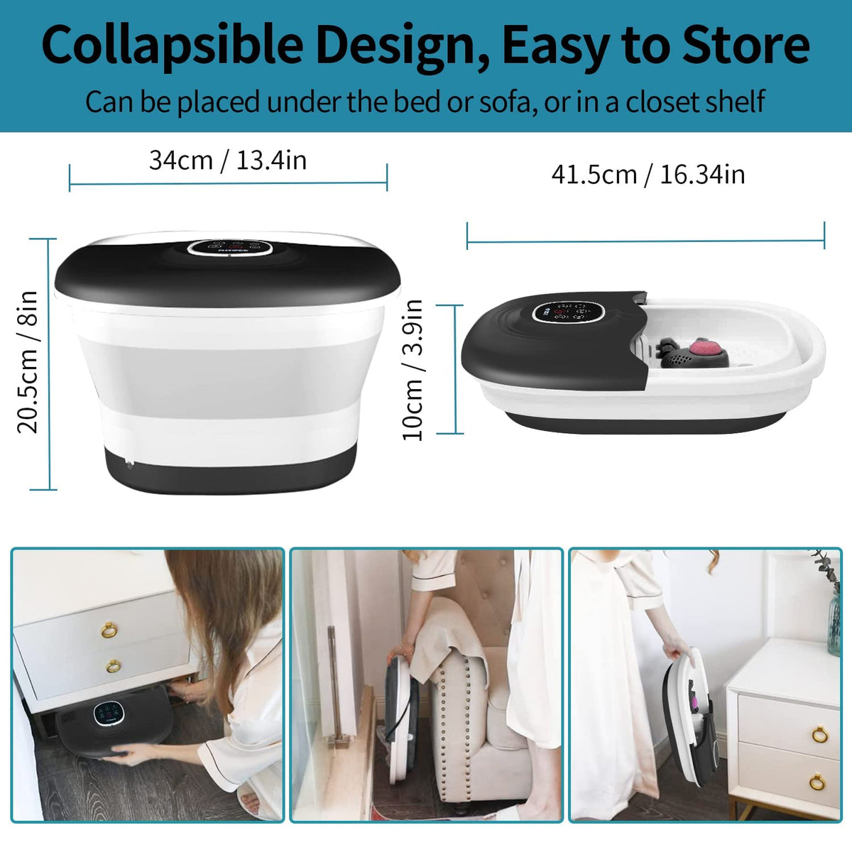 Collapsible Foot Spa Bath with Heat, Bubbles and Remote Control