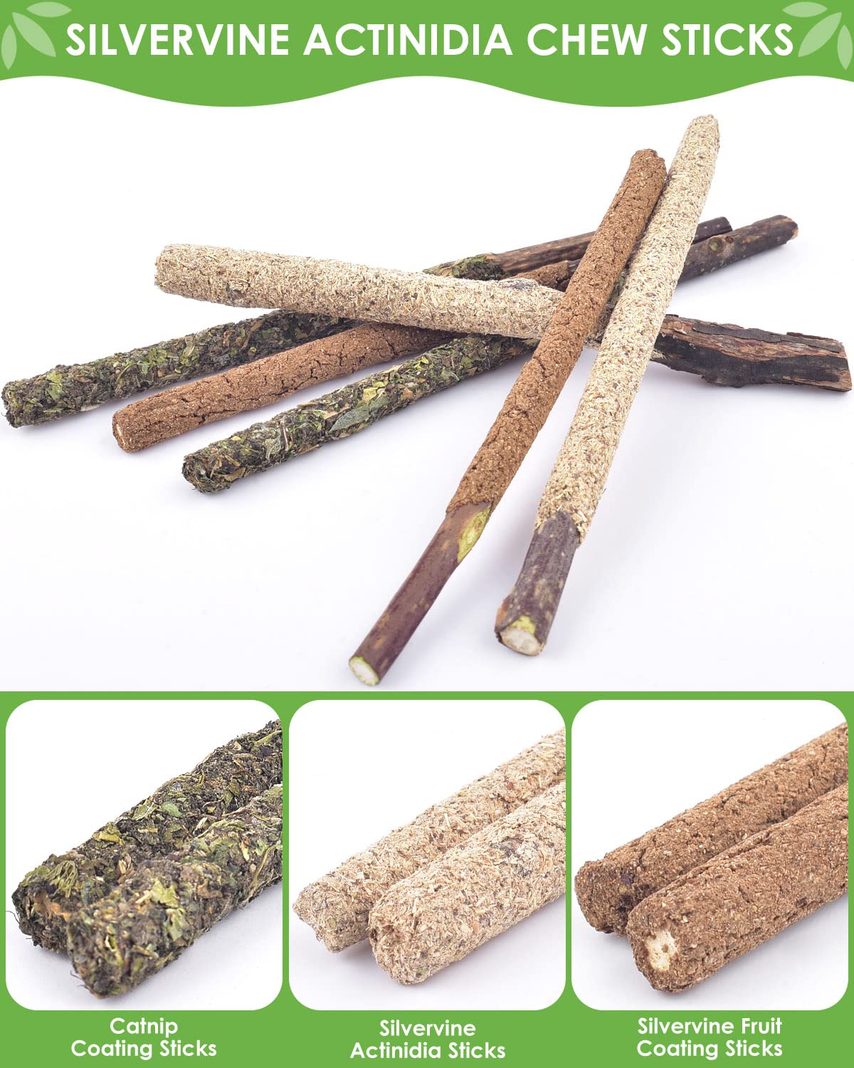 TINDTOP Silvervine Sticks for Cats, 10 Pack