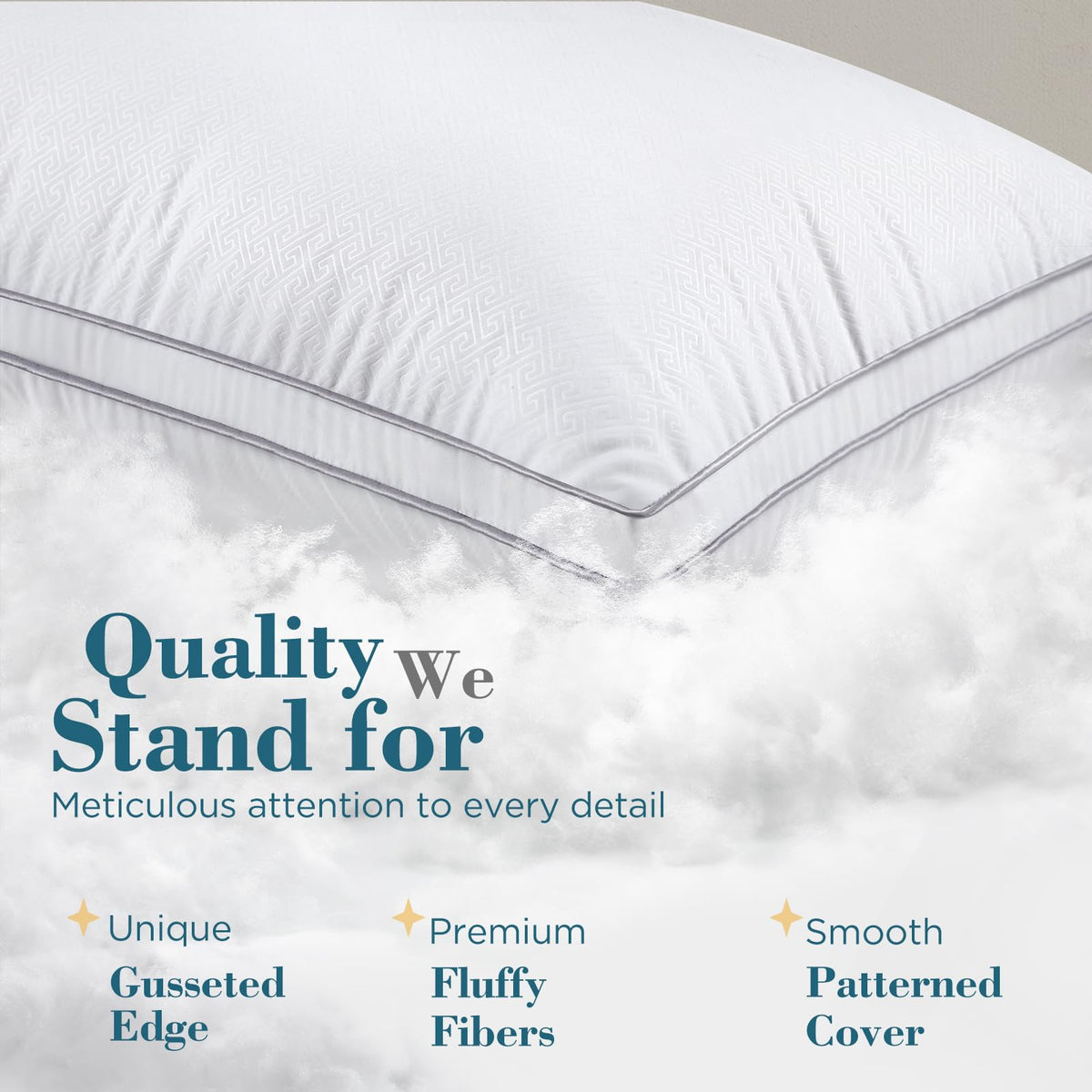 Viewstar Firm Support Bed Pillows, Queen, White, 2 Pack