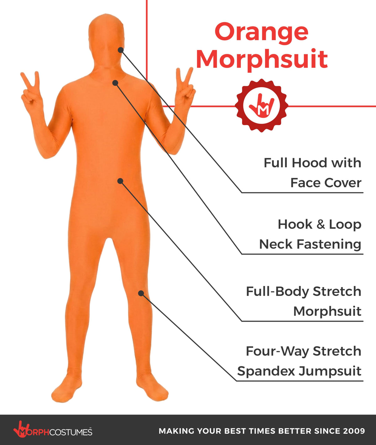 Morphsuits Orange Morphsuit, Medium