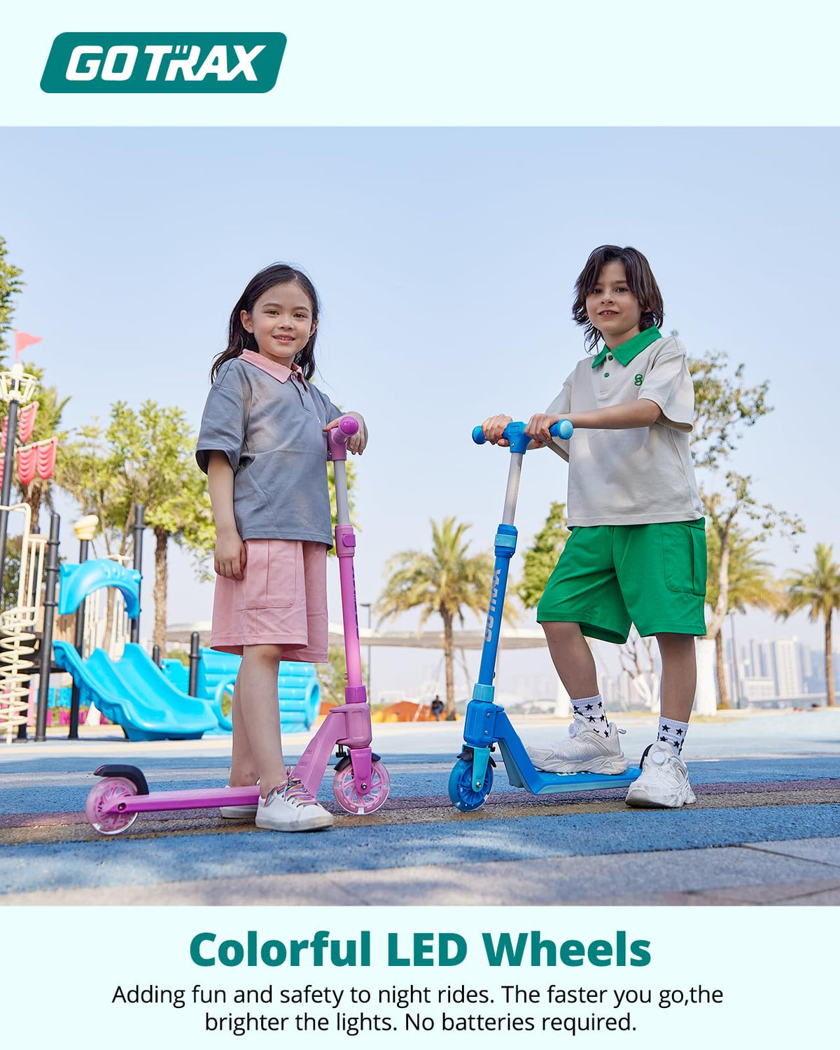 Gotrax K03 Kids' Kick Scooter with LED Wheels, Blue