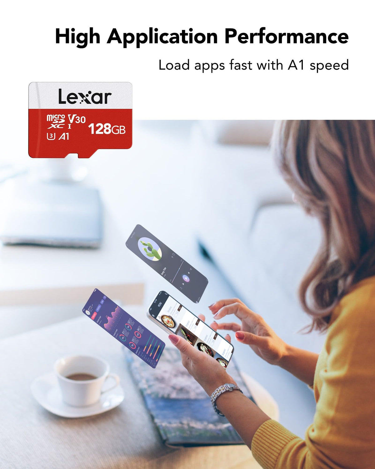 Lexar 128 GB microSDXC Card with Adapter, UHS-I, A1, U3, V30