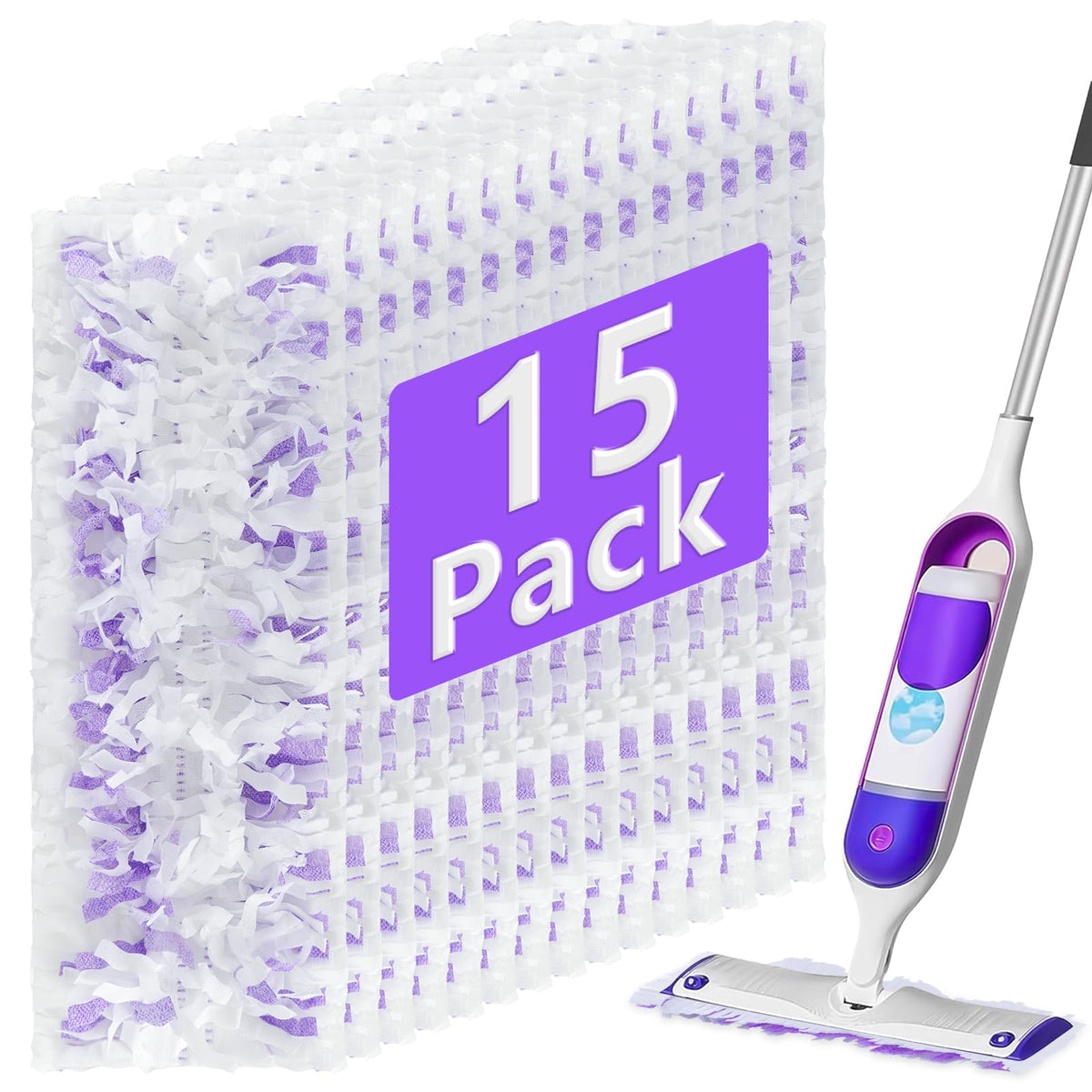 Disposable Mop Pads for Swiffer Power Mop, 15 Pack