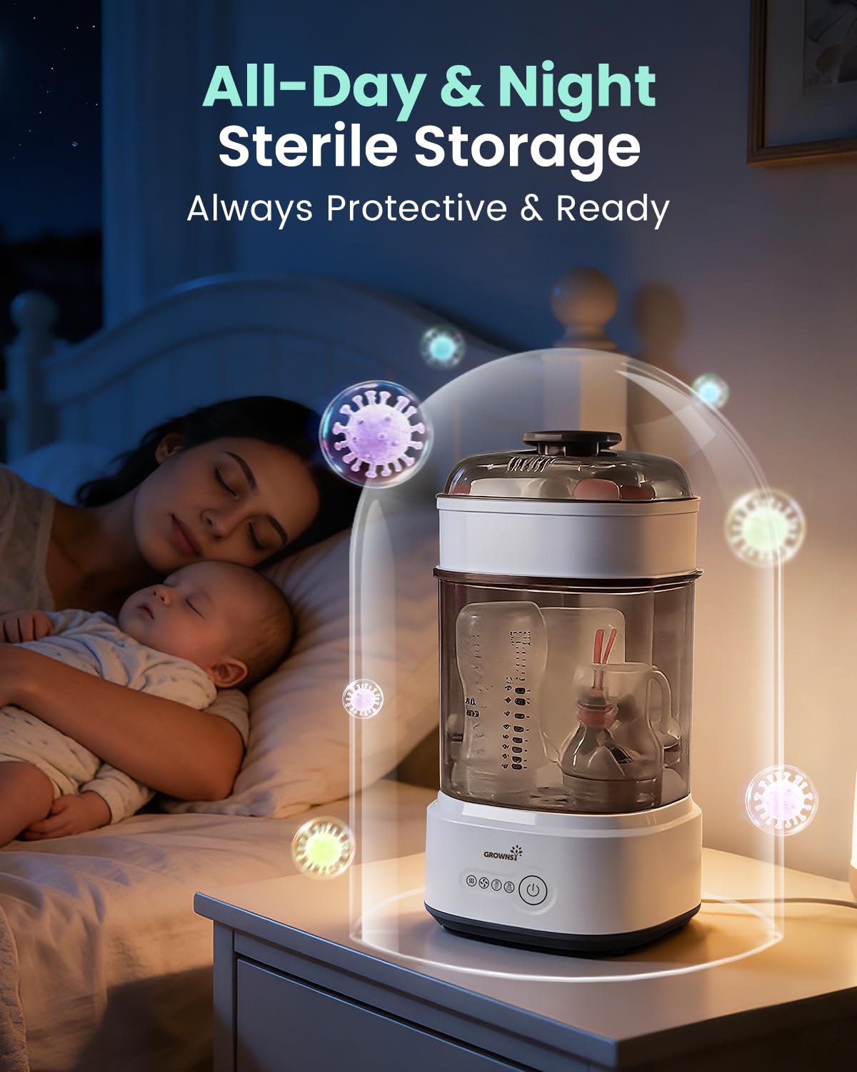 Compact Electric Steam Baby Bottle Sterilizer and Dryer