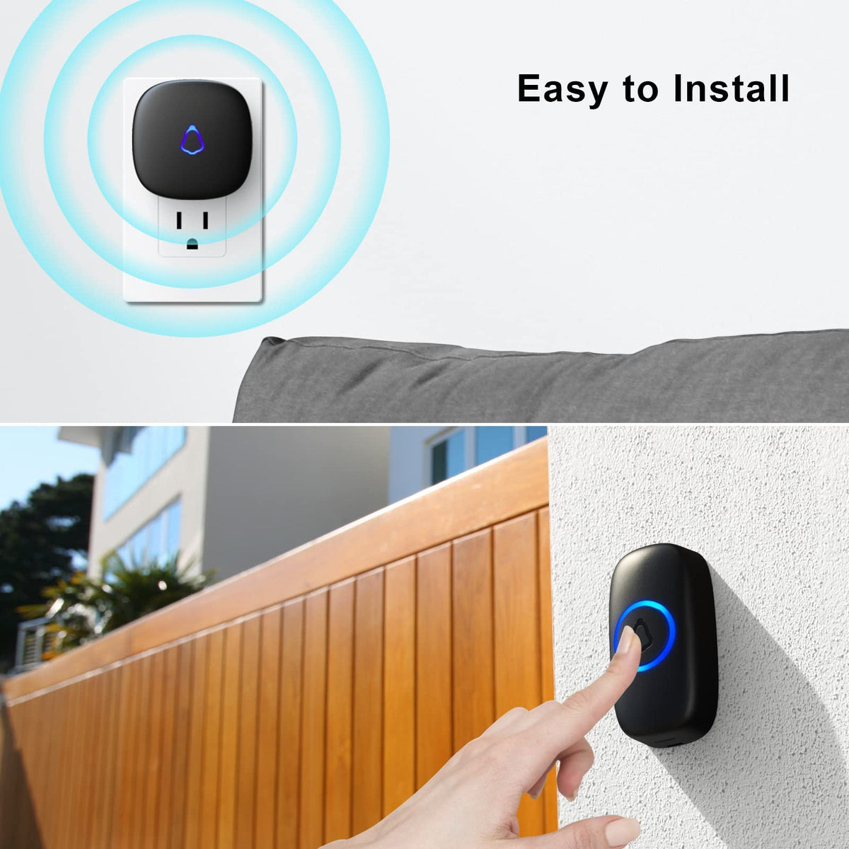SECRUI Wireless Doorbell, 58 Chimes, Black