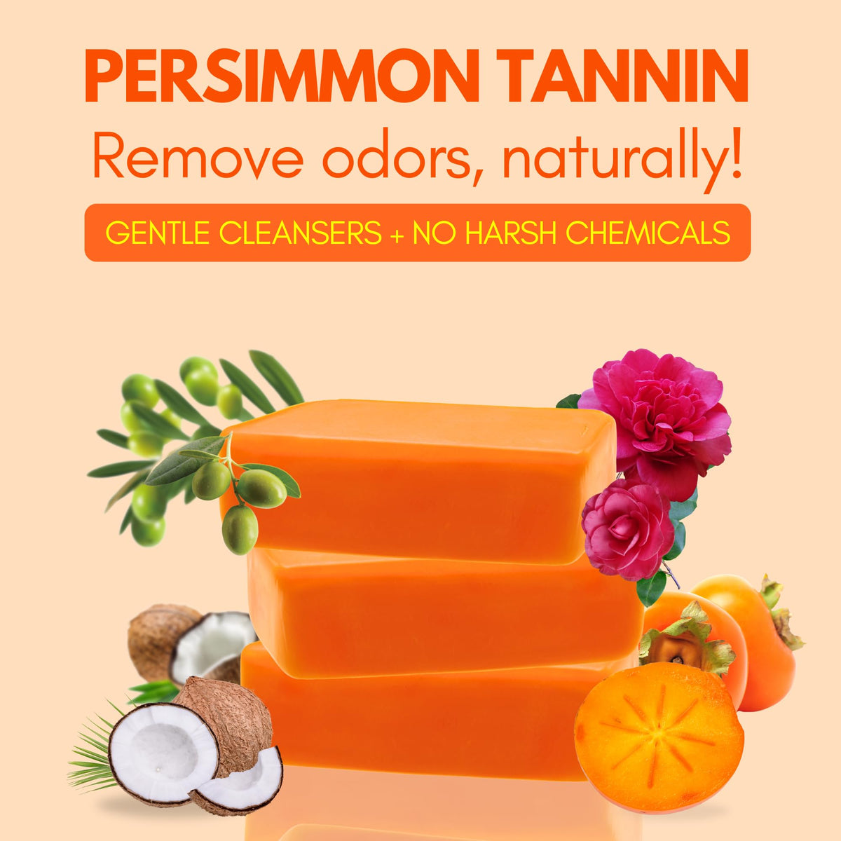 Muun Persimmon Deodorizing Soap, Pack of 3