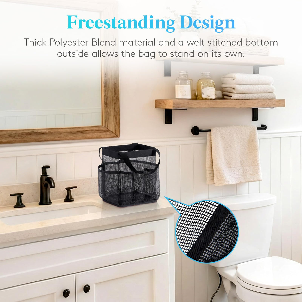 Lifewit Freestanding Mesh Shower Caddy, Medium, Black