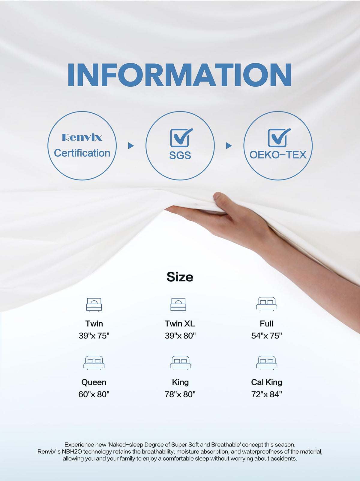 Renvix Waterproof Bamboo Mattress Protector, Twin