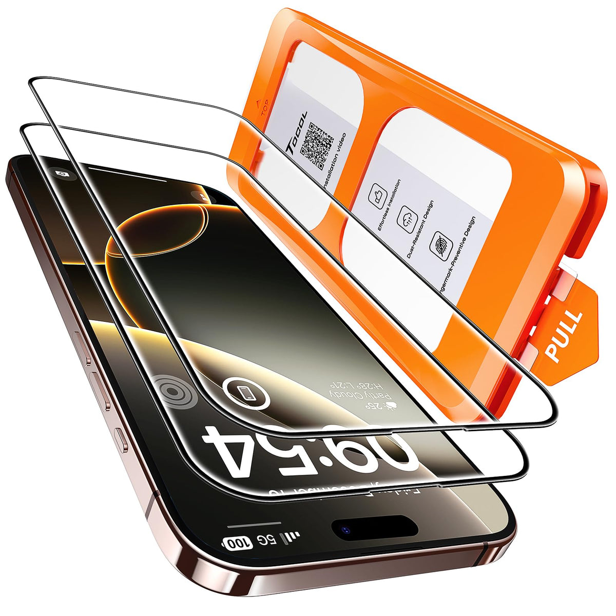 TOCOL Tempered Glass Screen Protector for iPhone 16 Pro, 2 Pack