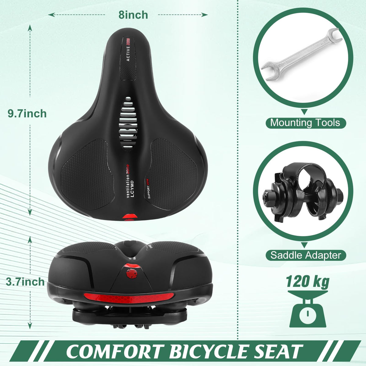 Dual Shock Absorbing Wide Waterproof Bike Seat